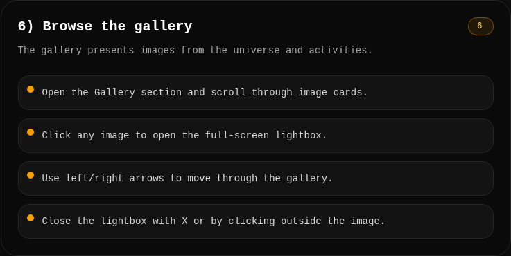 6) Consulter la galerie - capture de section