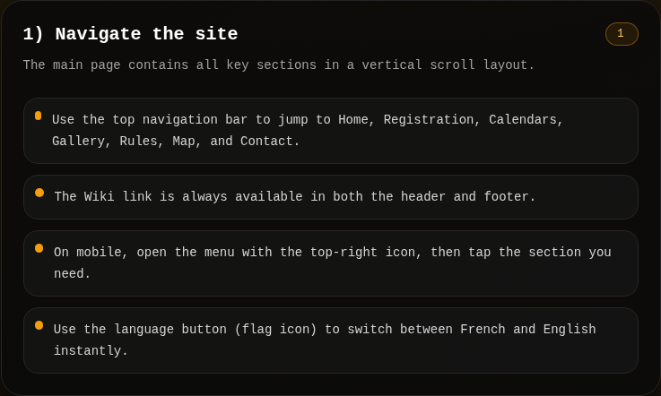 1) Se reperer sur le site - capture de section